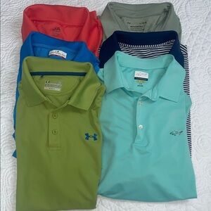 Lot of 6 Golf Shirts.  Size Large. Greg Norman, Under Armour, grand Slam.